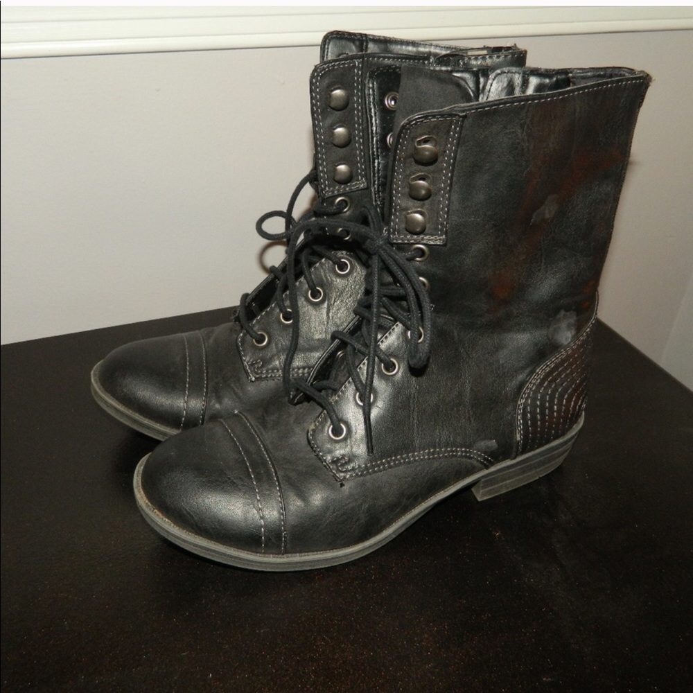 Black combat boots